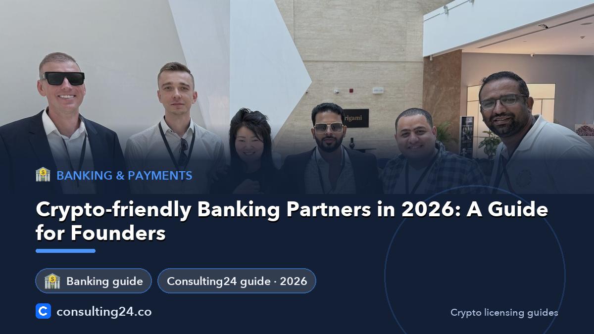 Crypto-friendly Banking Partners in 2026: A Guide for Founders: cover image (Banking & payments, Consulting24)