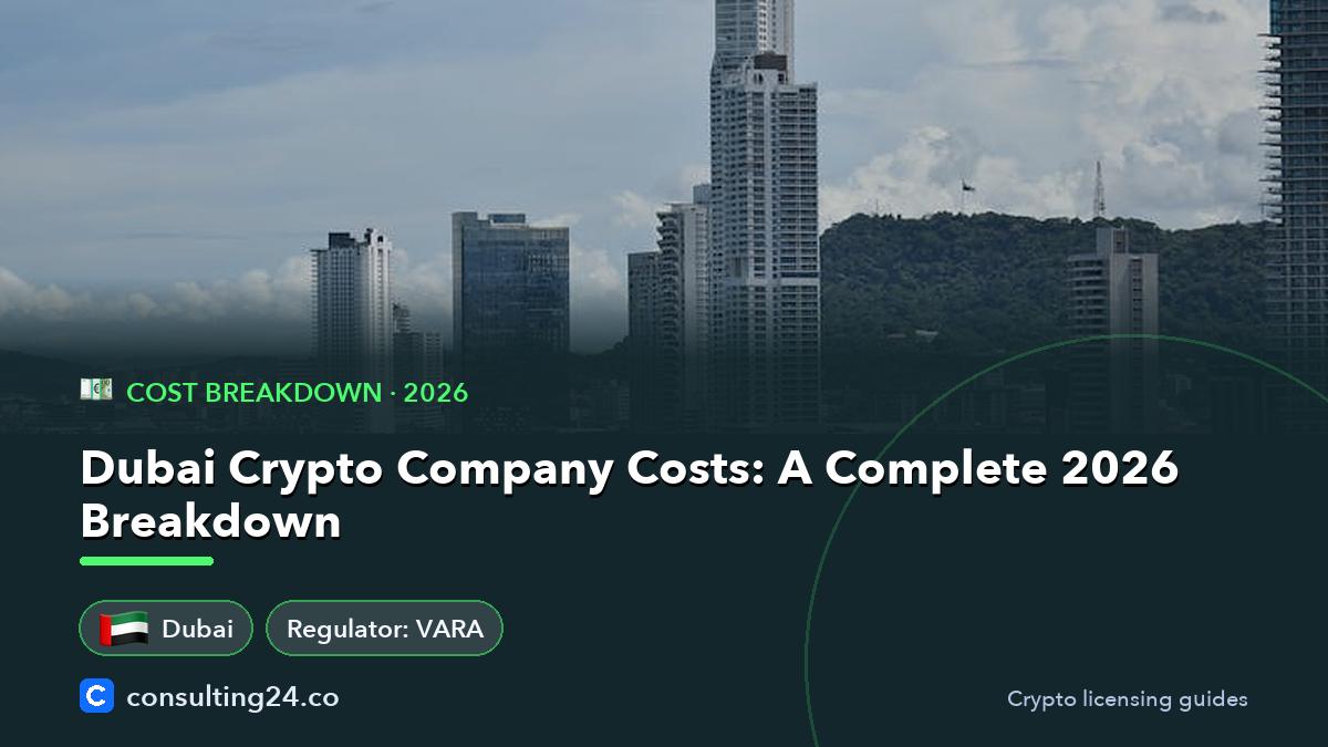 Dubai Crypto Company Costs: A Complete 2026 Breakdown: cover image with the UAE flag and regulator VARA (Cost breakdown, Consulting24)
