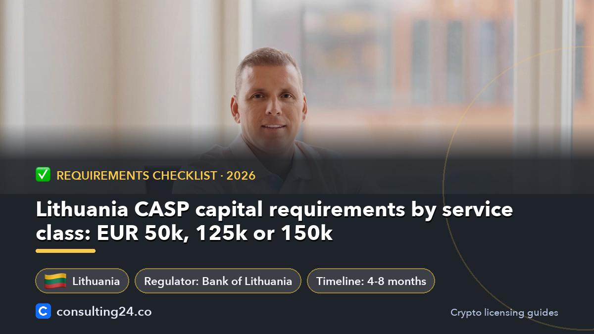 Lithuania CASP capital requirements: Consulting24 crypto licensing guide