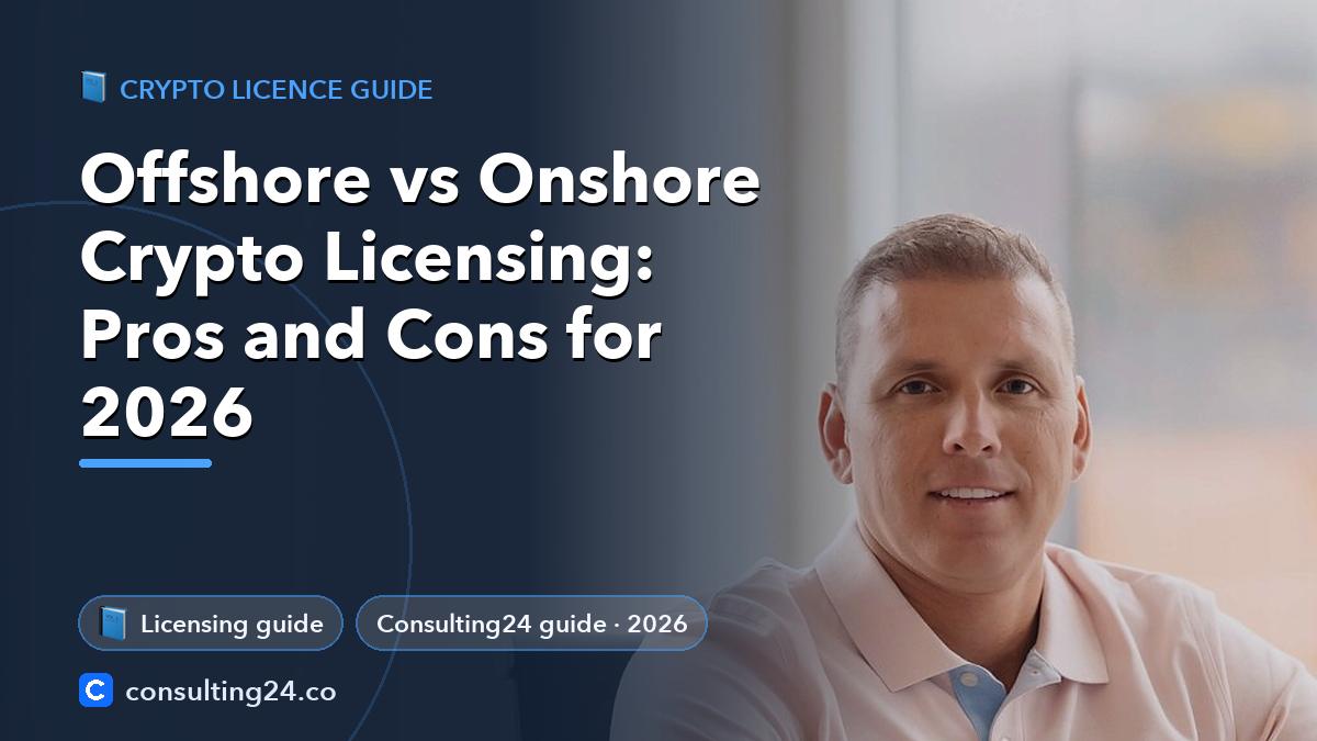 Offshore vs Onshore Crypto Licensing: Pros and Cons for 2026: cover image (Crypto licence guide, Consulting24)
