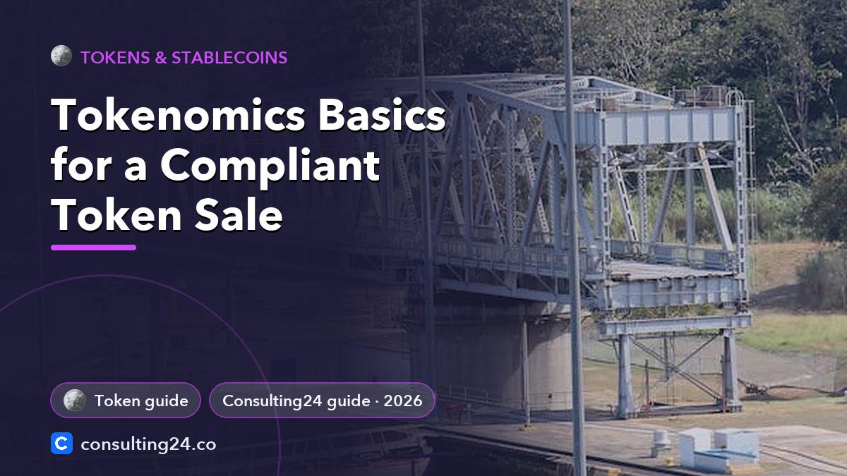 Tokenomics Basics for a Compliant Token Sale: cover image (Tokens & stablecoins, Consulting24)