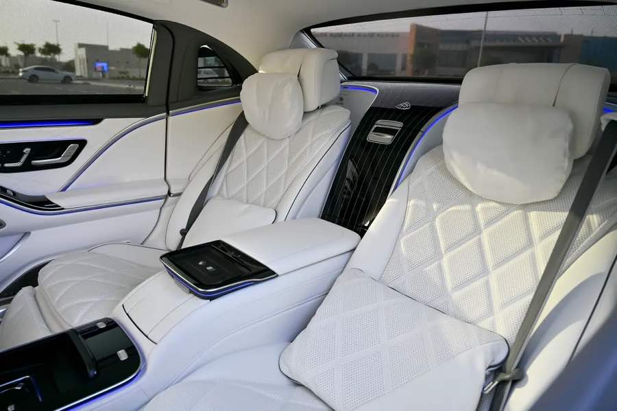 White nappa leather reclining rear seats