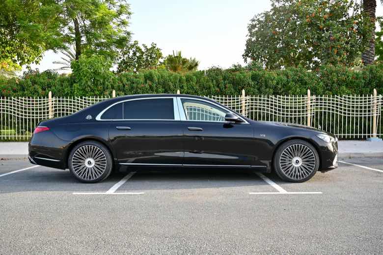 Black Mercedes-Maybach S-Class side profile